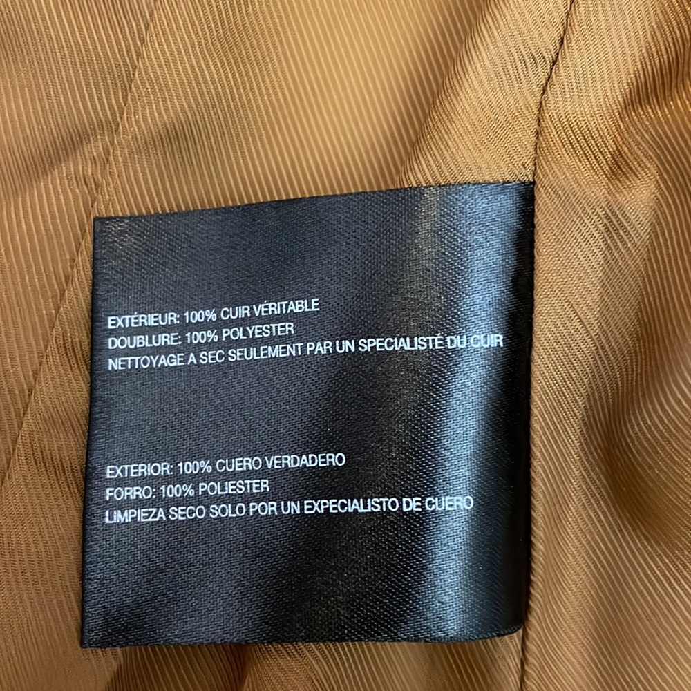 EUC - Bernardo Tan 100% Leather Women's Zip Front Racer Jacket Size Small - Picture 13 of 17